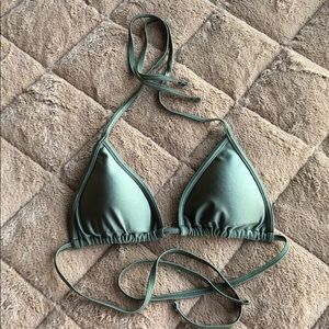 Khaki green triangle bikini top